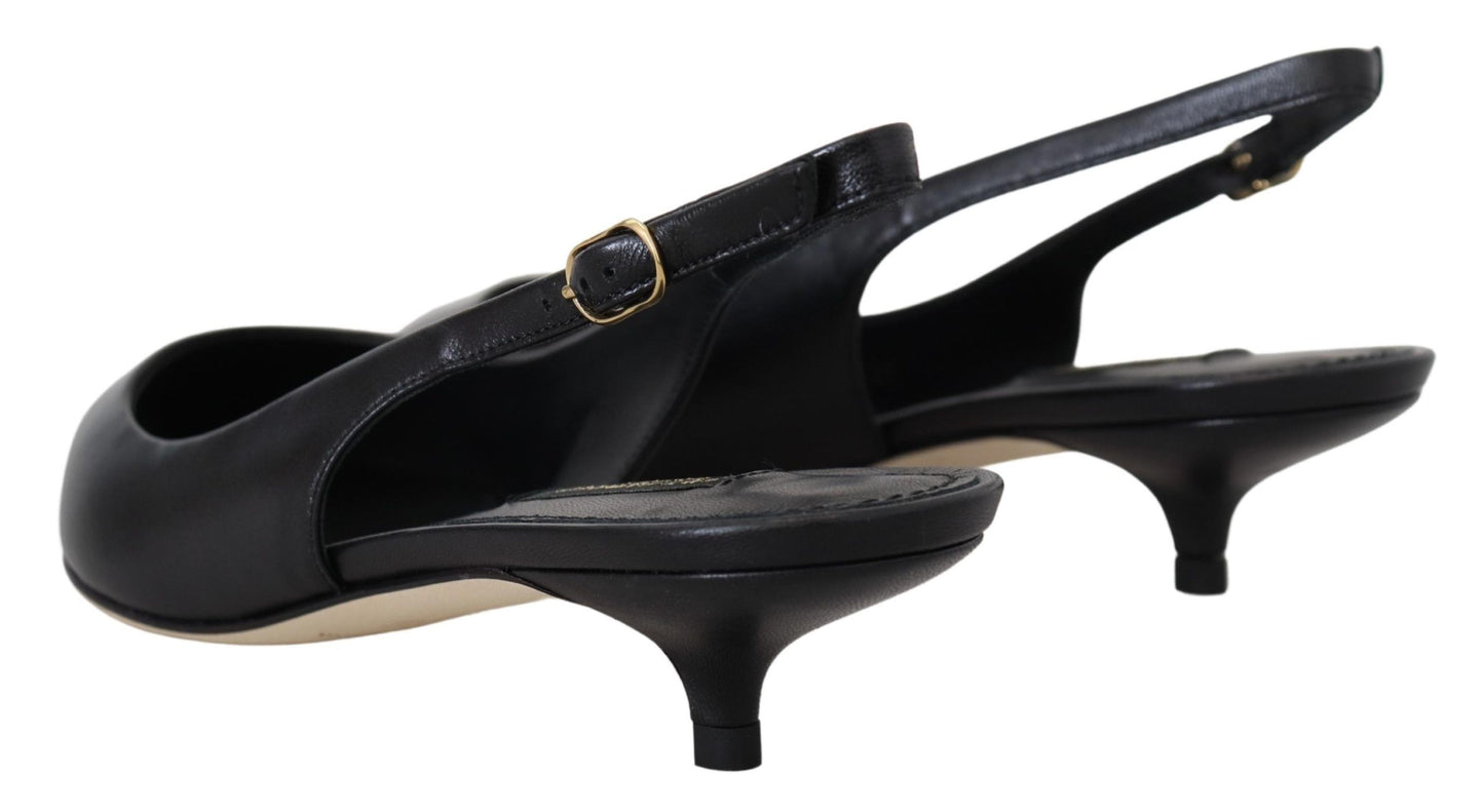 Dolce &amp; Gabbana Schwarze Leder-Slingbacks-Pumps-Schuhe