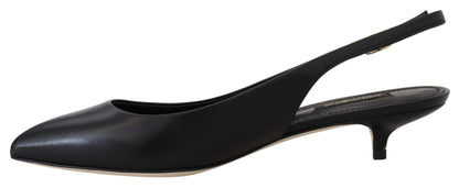 Dolce &amp; Gabbana Schwarze Leder-Slingbacks-Pumps-Schuhe