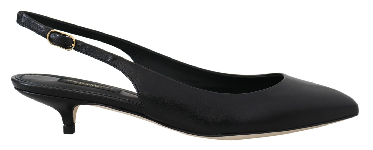 Dolce &amp; Gabbana Schwarze Leder-Slingbacks-Pumps-Schuhe