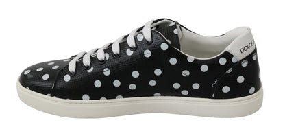 Dolce &amp; Gabbana Schwarze Leder-Sneakers mit Polka Dots