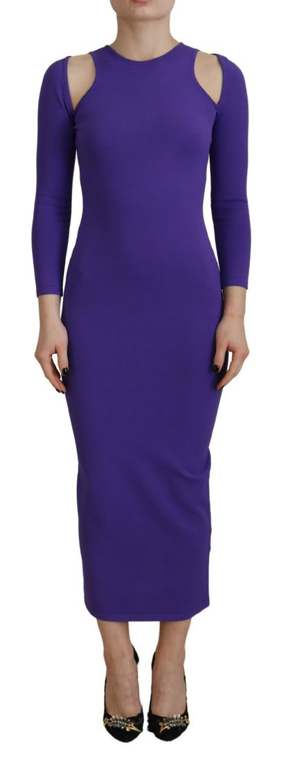 Dsquared² Purple Viscose Long Sleeves Bodycon Maxi Dress