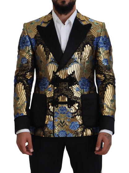 Dolce &amp; Gabbana Gold Lurex Zweireihiger Jackenblazer