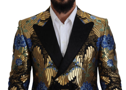 Dolce &amp; Gabbana Gold Lurex Zweireihiger Jackenblazer