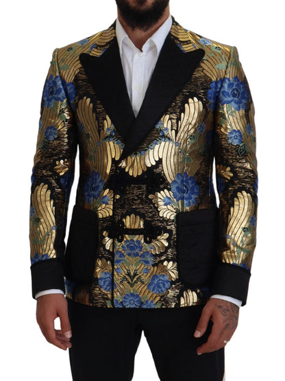 Dolce &amp; Gabbana Gold Lurex Zweireihiger Jackenblazer