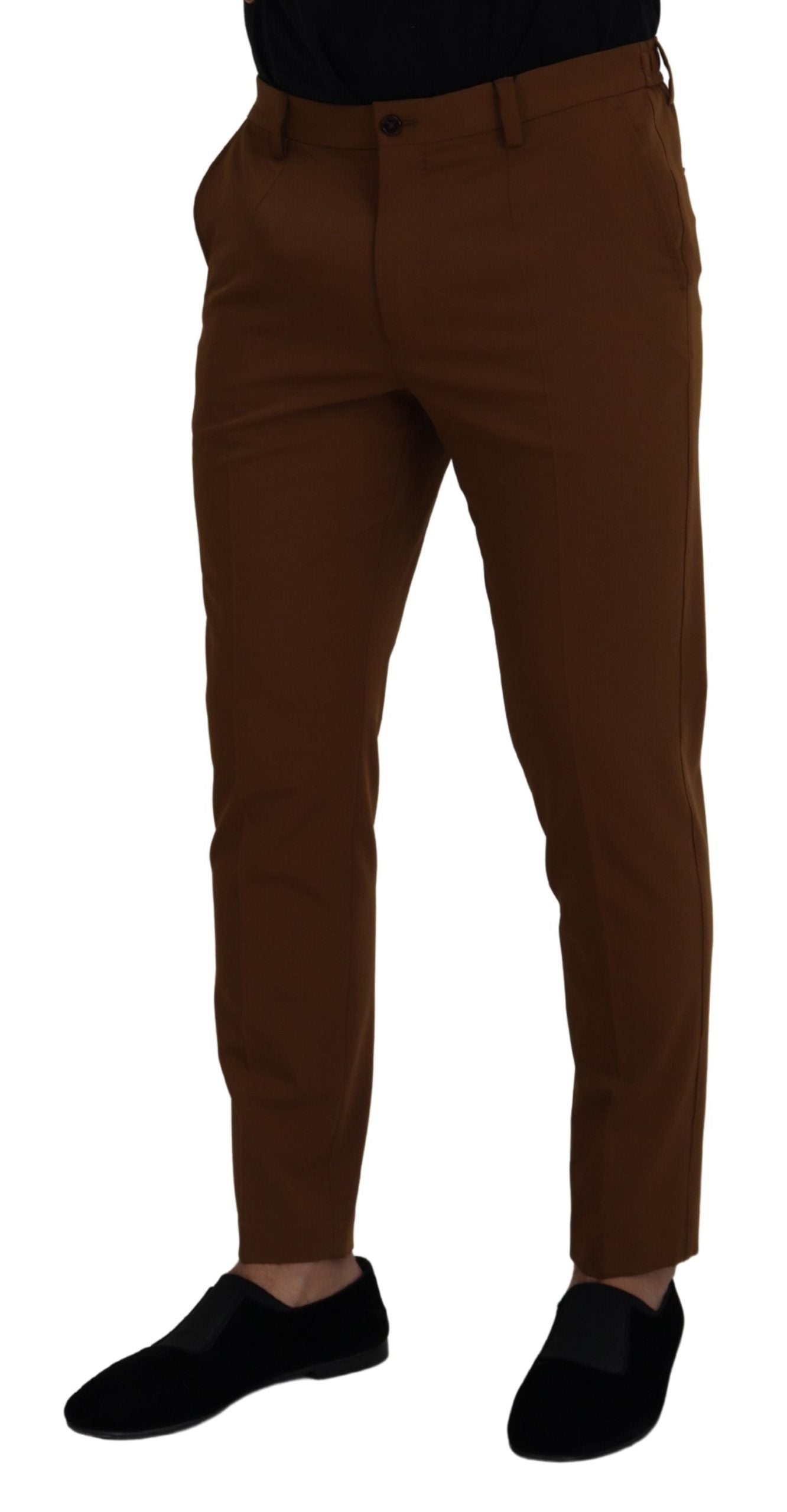 Dolce & Gabbana Elegant Brown Virgin Wool Pants - Italian Crafted