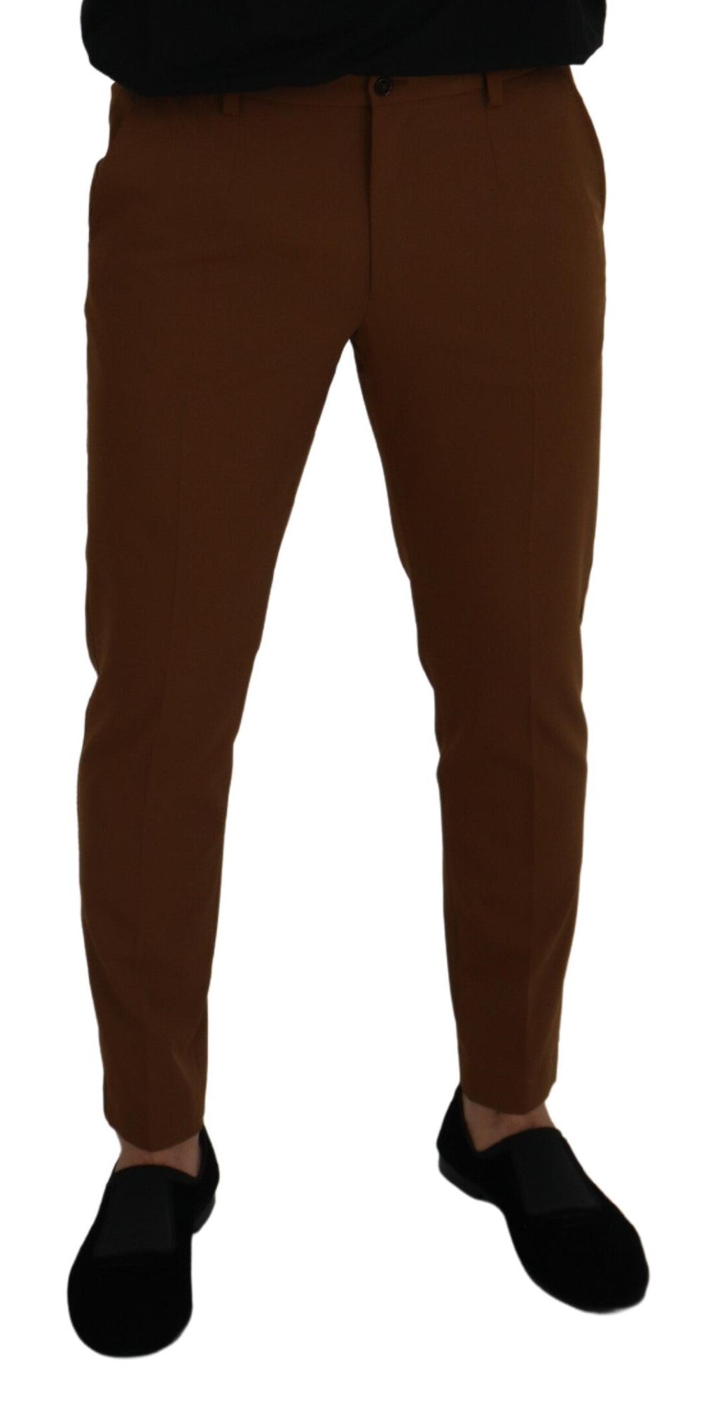 Dolce &amp; Gabbana Braune Woll-Chino-Skinny-Herrenhose