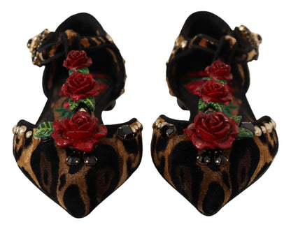 Dolce &amp; Gabbana Braune Ballerinas mit verziertem Leopardenmuster