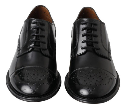 Dolce &amp; Gabbana formelle Oxford-Derby-Schuhe mit Flügelspitze aus schwarzem Leder