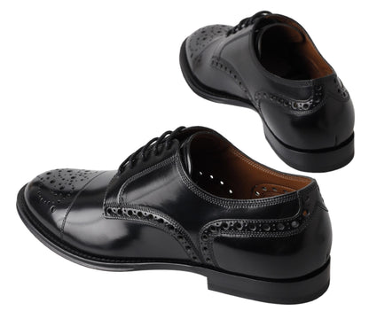 Dolce &amp; Gabbana formelle Oxford-Derby-Schuhe mit Flügelspitze aus schwarzem Leder