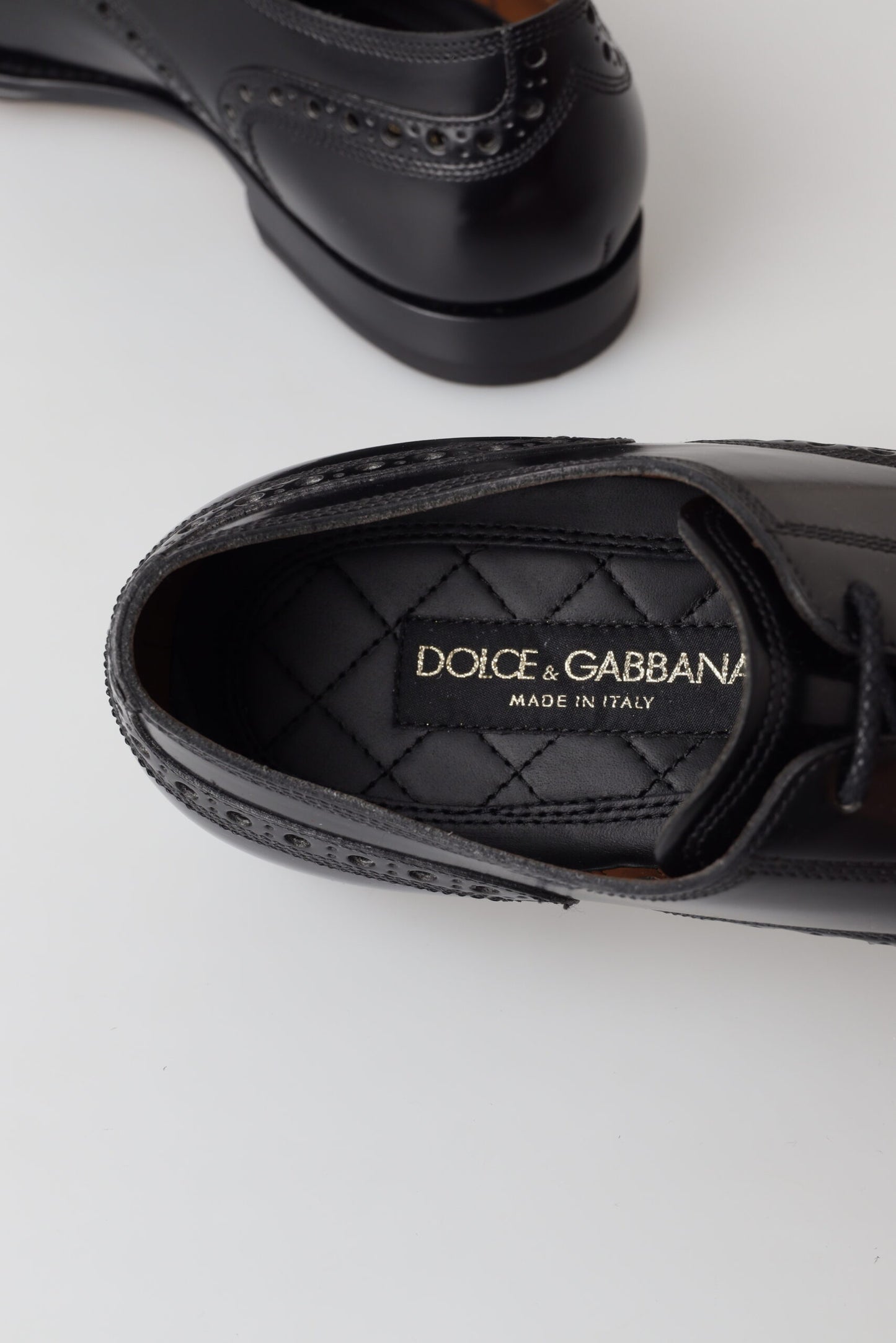 Dolce &amp; Gabbana formelle Oxford-Derby-Schuhe mit Flügelspitze aus schwarzem Leder