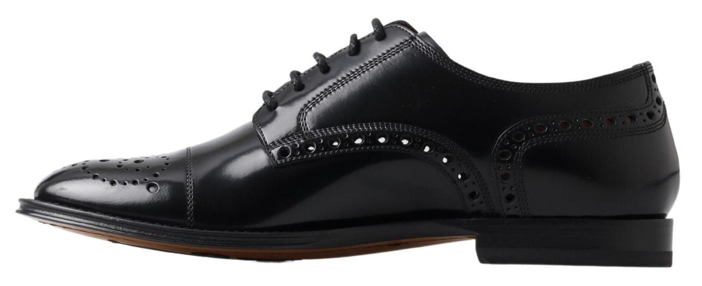 Dolce &amp; Gabbana formelle Oxford-Derby-Schuhe mit Flügelspitze aus schwarzem Leder