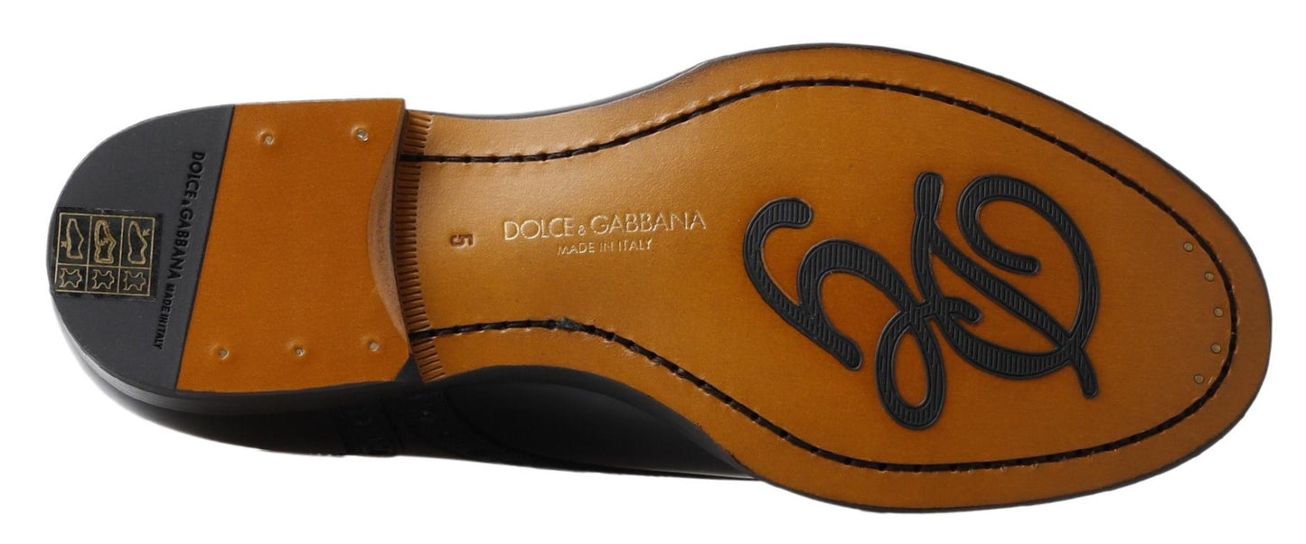 Dolce &amp; Gabbana formelle Oxford-Derby-Schuhe mit Flügelspitze aus schwarzem Leder