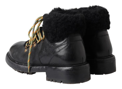 Dolce & Gabbana Elegant Shearling Style Men's Leather Boots