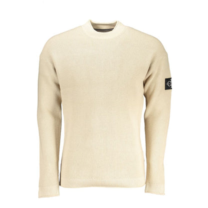 Calvin Klein Beige Crew Neck Cotton Blend Sweater