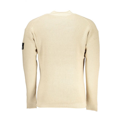 Calvin Klein Beige Crew Neck Cotton Blend Sweater