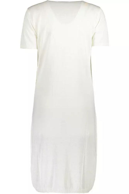 Cavalli Class Chic White Embroidered Short Dress