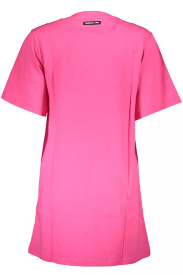 Cavalli Class Elegant Pink Cotton Dress with Chic Print