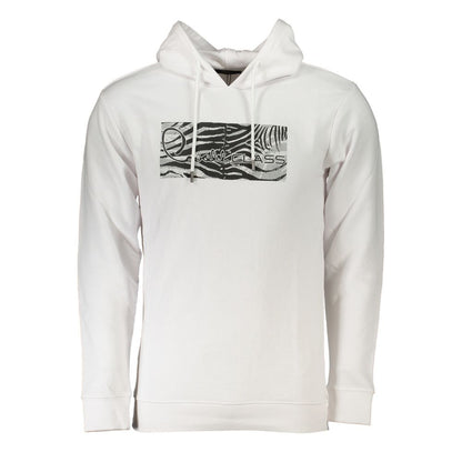 Cavalli Class White Brushed Logo Sweatshirt with Hood