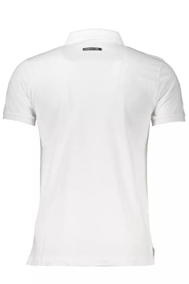 Cavalli Class Elegant White Cotton Polo with Signature Print