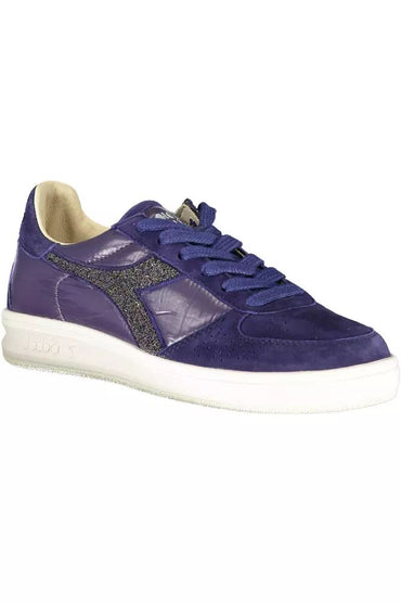 Diadora Crystal-Embellished Blue Sneakers With Contrasting Sole