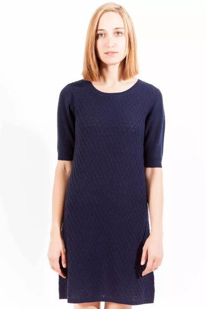 Gant Chic Blue Wool-Cashmere Short Dress with Logo