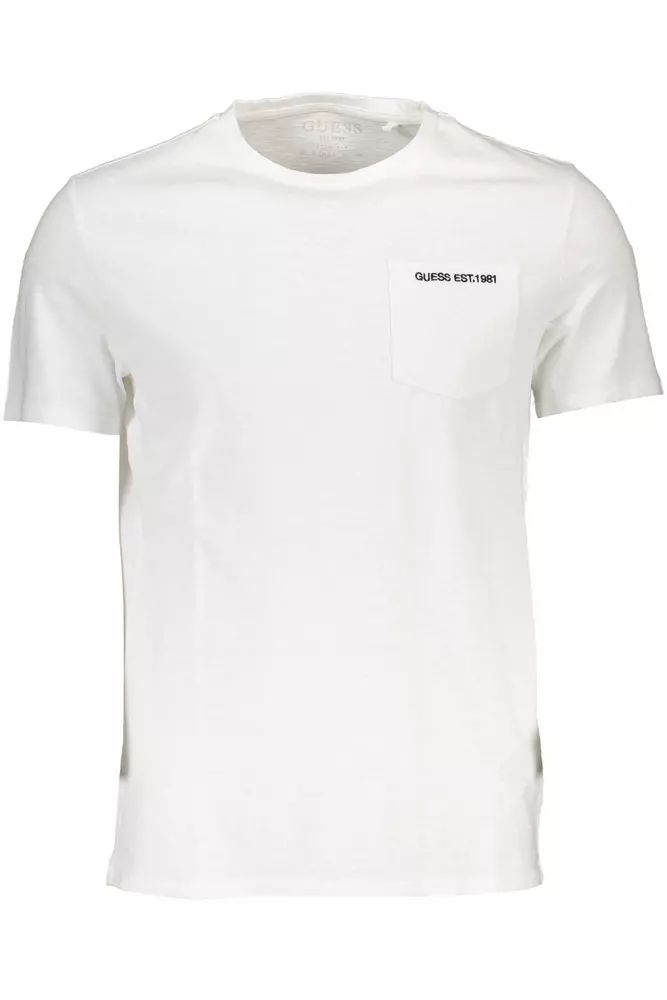 Guess Jeans Chic Embroidered Pocket Tee in Pure White