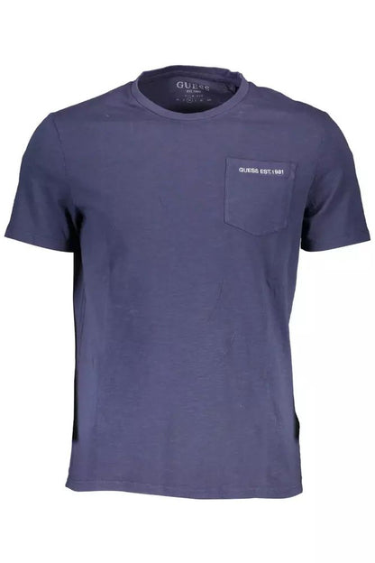 Guess Jeans Chic Embroidered Pocket Tee in Sapphire Hue