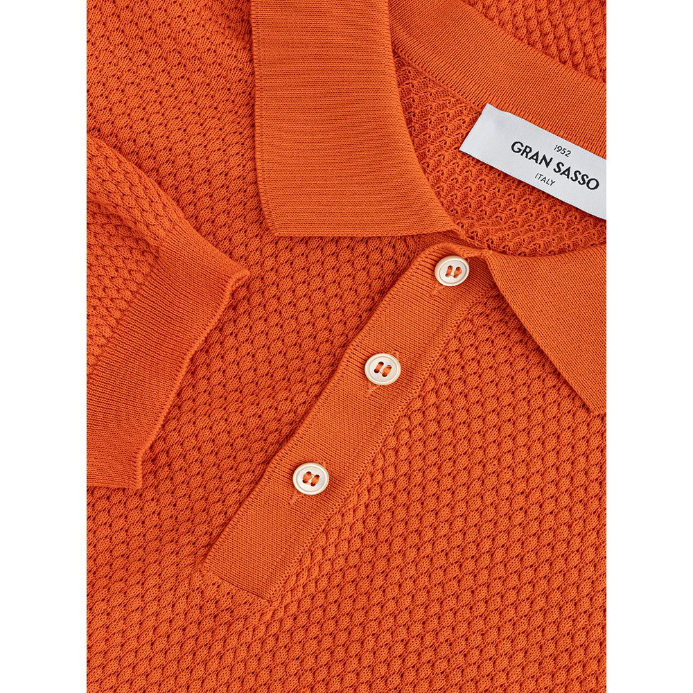 Gran Sasso Italian Cotton Orange Polo Shirt for Men