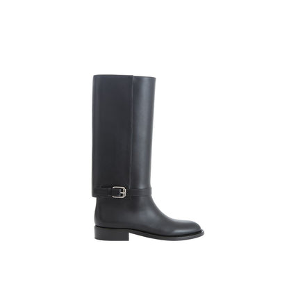 Burberry Elegant Leather Boots in Timeless Black