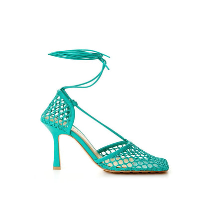 Bottega Veneta Emerald Elegance Cotton-Leather Sandals