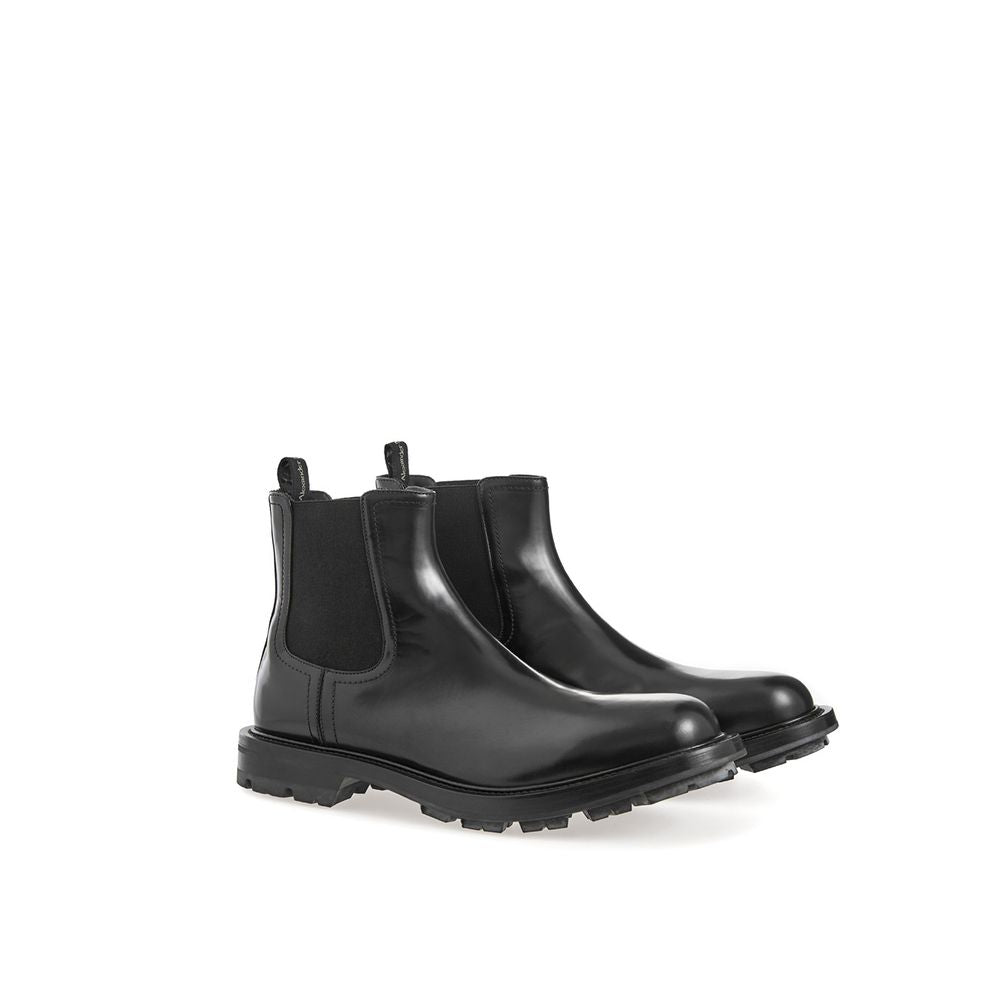 Alexander McQueen Sleek Black Leather Boots for Men