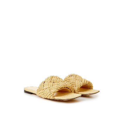 Bottega Veneta Beige Raffia Elegance Sandals