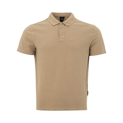 Armani Exchange Classic Beige Cotton Polo Shirt