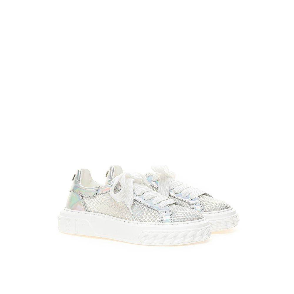 Casadei Silver Eco Leather Chic Sneakers