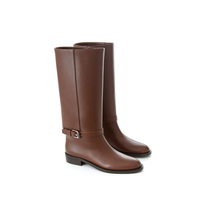 Burberry Elegant Leather Boots in Rich Brown