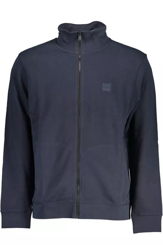 Hugo Boss Sleek Long-Sleeved Blue Sweatshirt with Logo Detail