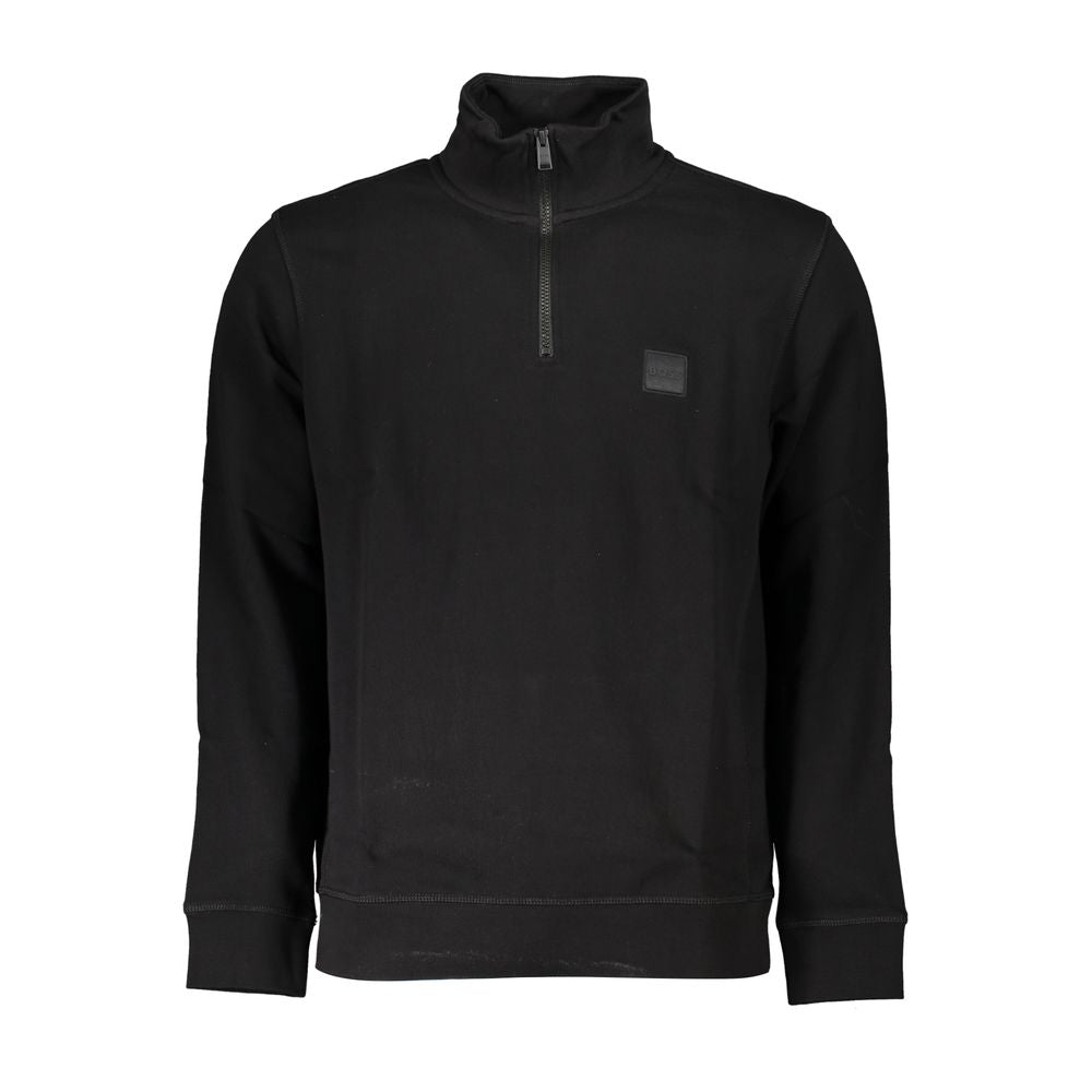 Hugo Boss Elegant Black Organic Cotton Sweatshirt