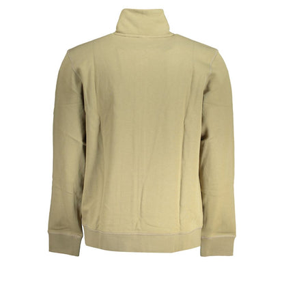 Hugo Boss Elegant Green Zip Sweater with Logo Detail