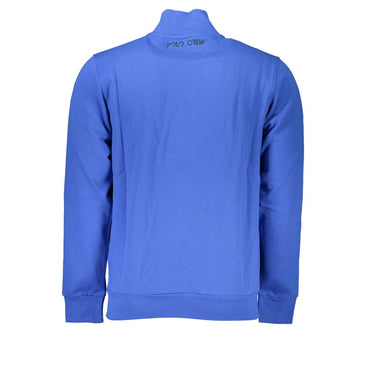 La Martina Elegant Blue Fleece Sweatshirt with Embroidery