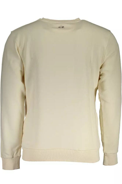 La Martina Elegant White Logo Print Sweatshirt