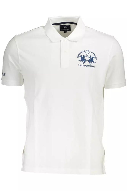 La Martina Elegant White Cotton Polo Shirt