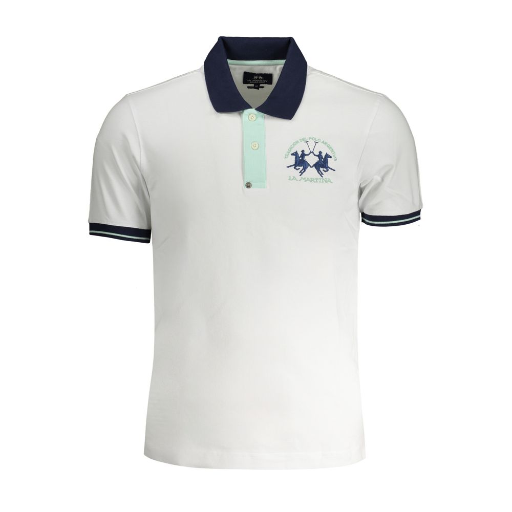 La Martina White Cotton Polo Shirt