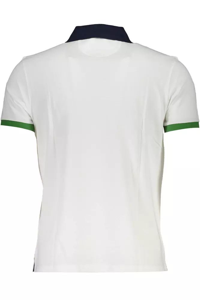 La Martina Elegant White Cotton Polo with Contrasting Accents