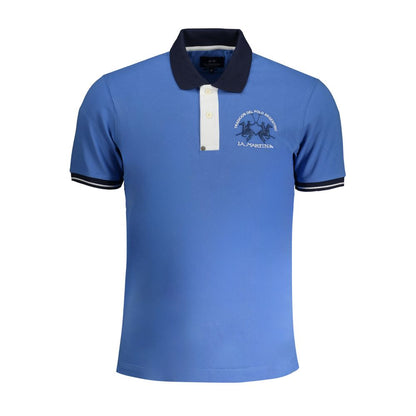 La Martina Blue Cotton Polo Shirt