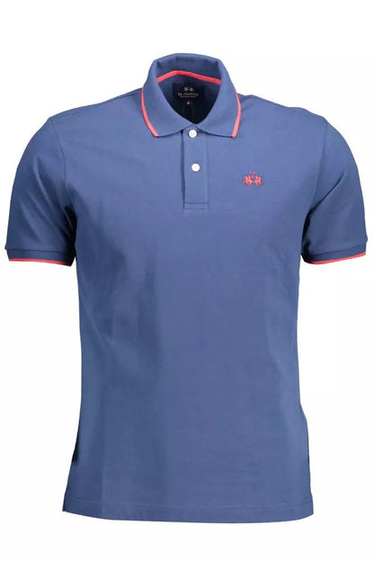 La Martina Elegant Blue Polo Shirt with Contrast Detailing