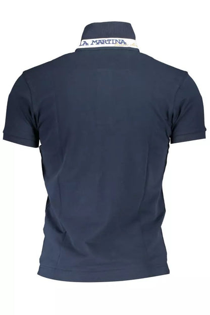 La Martina Elegant Slim-Fit Blue Polo with Contrasting Details