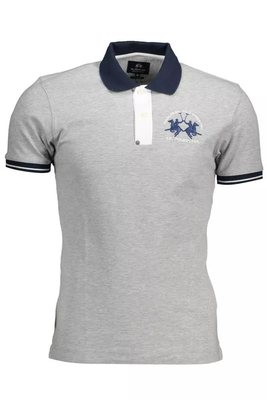 La Martina Slim Fit Embroidered Polo in Gray