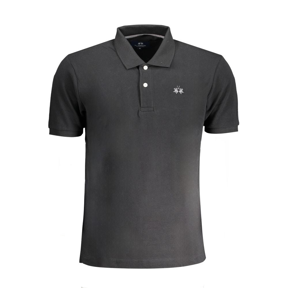 La Martina Black Cotton Polo Shirt