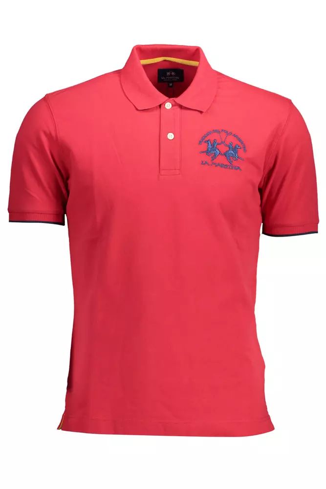 La Martina Chic Pink Embroidered Polo for Men