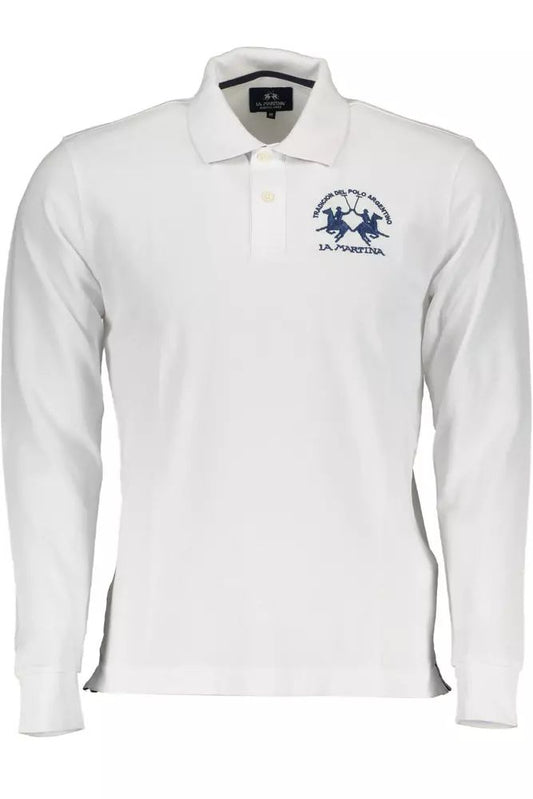 La Martina Elegant White Long-Sleeved Polo Shirt